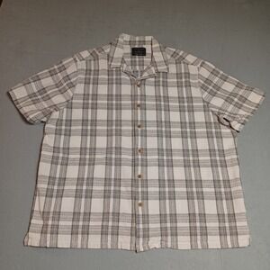 Primark Mens 2XL Regular Fit Plaid Short Sleeve Button Down Camp Collar Shirt